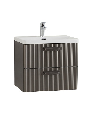 BelBagno Тумба с раковиной Due 50 подвесная Оружейная сталь ручки Матовый тёмный никель – фотография-8